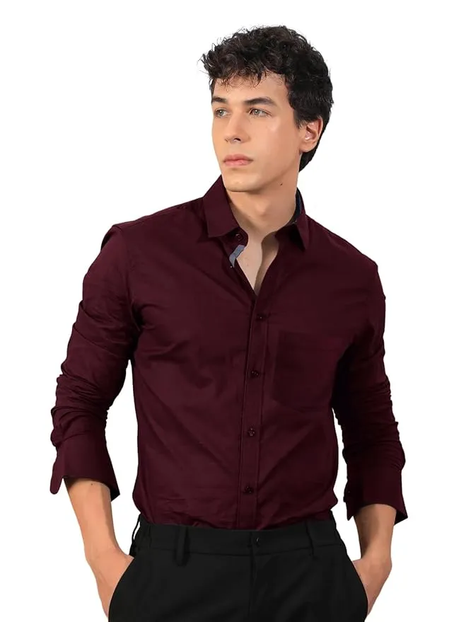 Mens Cotton Blend Regular Fit Long Sleeve Shirt (S)