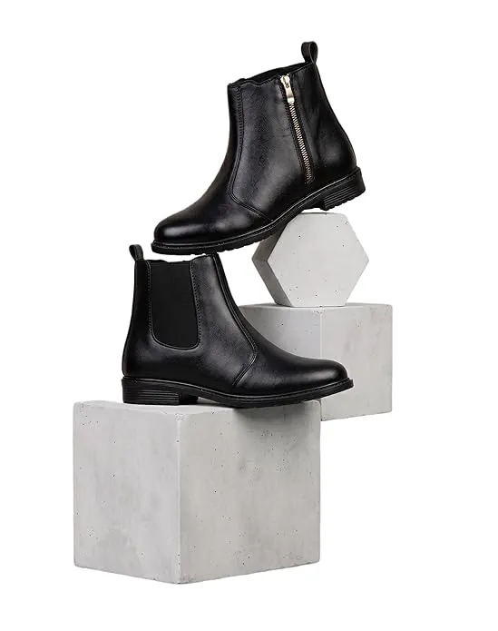 Men's Black Chelsea Ankle Boots with Side Zipper (6)