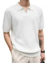 Men’s Casual Ribbed Polo Collar Knit T-Shirt