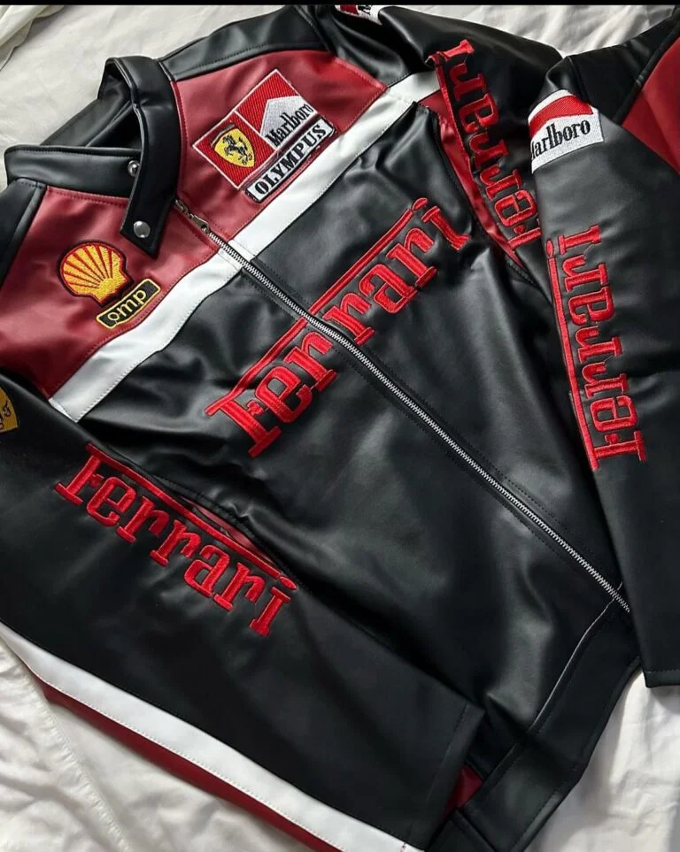 Black Ferrari F1 Leather Jacket (S)