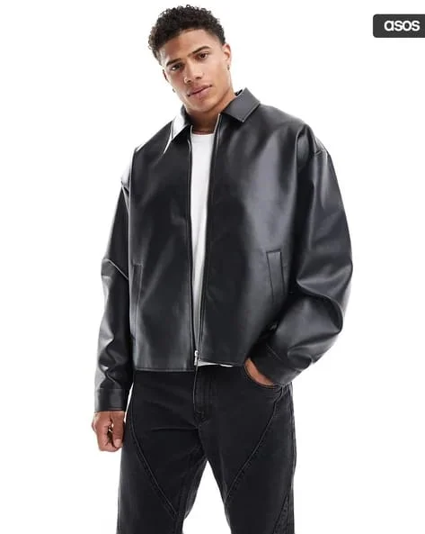Black Leather Jacket for Men (S)