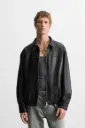 Black Faux Leather Jacket for Men